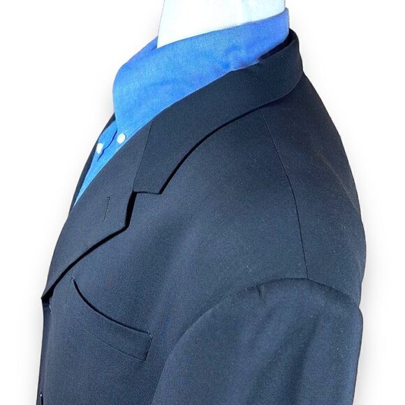 Donna Karan Signature Blazer Mens 44L Black Italian Wool Three Button Sport Coat - Picture 4 of 16